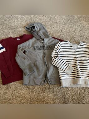 OshKosh B'gosh- Gray & Navy Kids Sweatshirts and Maroon Carter’s Sweatshirt